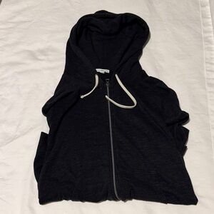 James Perse Charcoal Hoodie with Cream Drawstrings